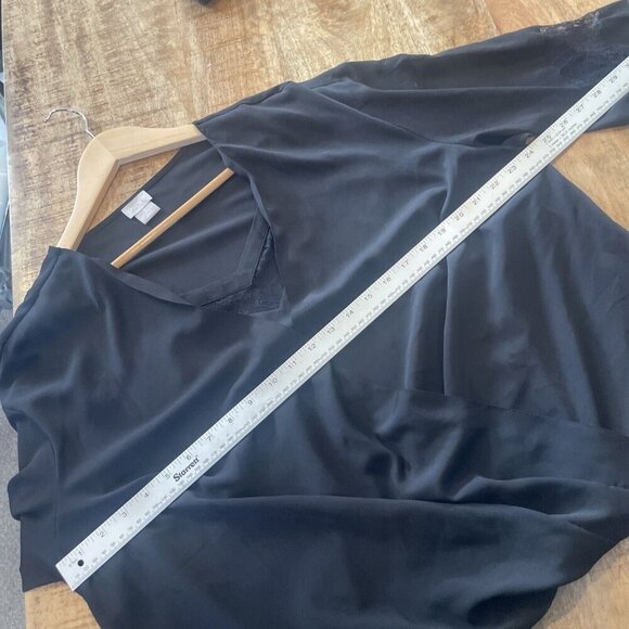 CHICO'S Women's Polyester Blouse Overlay Lace Trim Black 3 - XL Long Sleeve Boho - Picture 7 of 9